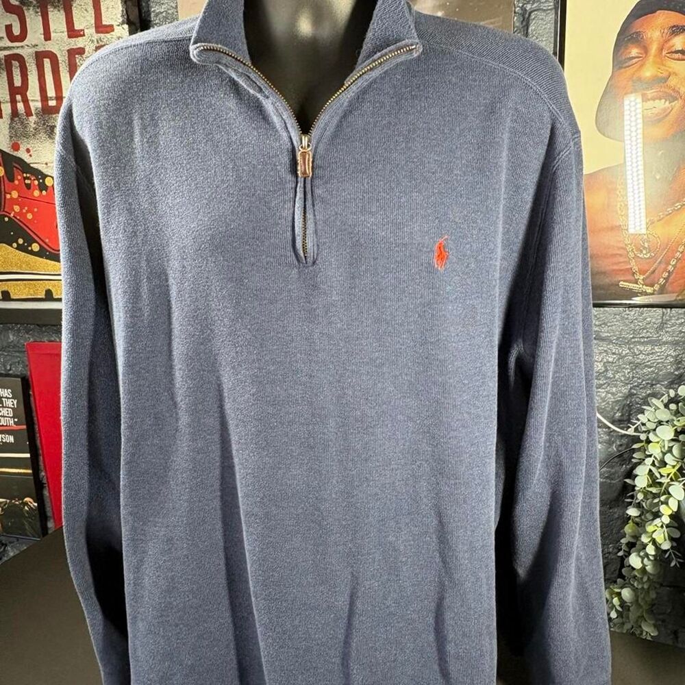 Polo Ralph Lauren Blue Quarter-Zip Pullover Sweater – Men’s XL